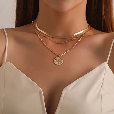 Ella | Ensemble de colliers superposés pour femmes en métal plaqué or 18k