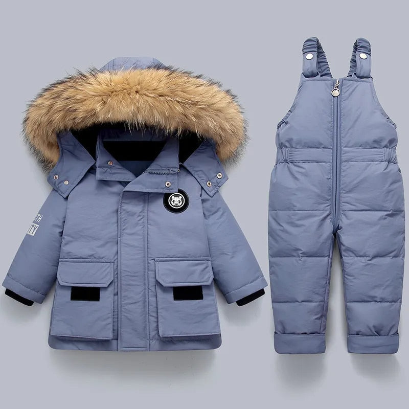 Manteau d'hiver chaud pour enfants avec col en fourrure
