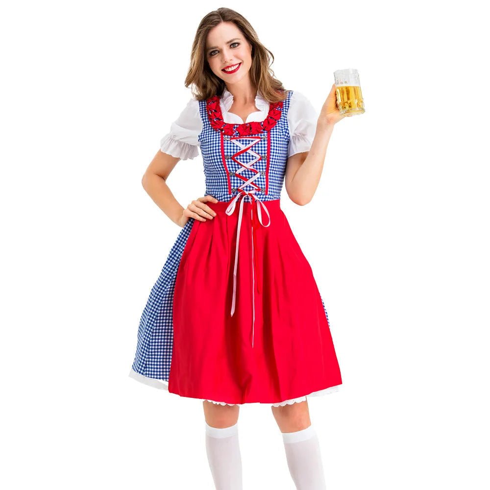 Checked Dirndl Dress with Apron | Oktoberfest