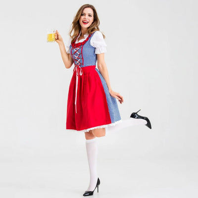 Checked Dirndl Dress with Apron | Oktoberfest