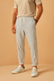 Pantalon rayé en lin homme coupe décontractée estivale
