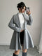Elégant manteau double poitrine pour femme - col montant, manches longues