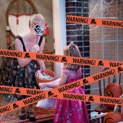 Scary Halloween Skull Banner - Plastic Warning Tape Decoration