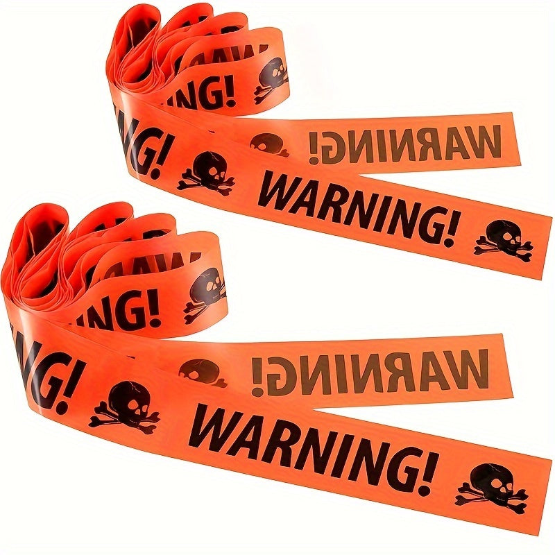 Scary Halloween Skull Banner - Plastic Warning Tape Decoration