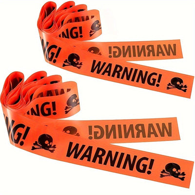 Scary Halloween Skull Banner - Plastic Warning Tape Decoration
