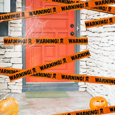 Scary Halloween Skull Banner - Plastic Warning Tape Decoration