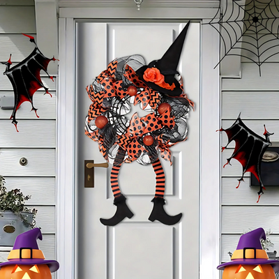 Halloween Door Wreath | Witch Legs Mesh Design