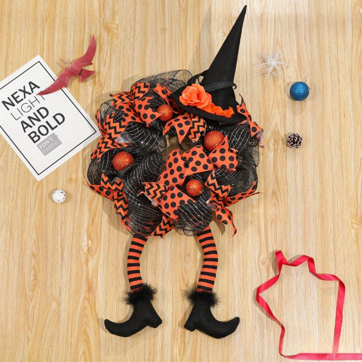 Halloween Door Wreath | Witch Legs Mesh Design
