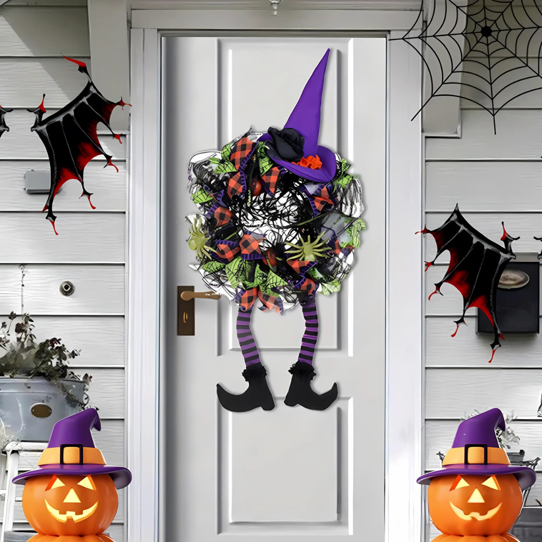 Halloween Door Wreath | Witch Legs Mesh Design