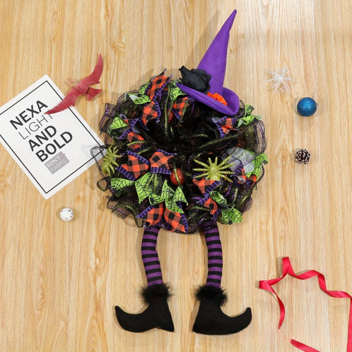 Halloween Door Wreath | Witch Legs Mesh Design