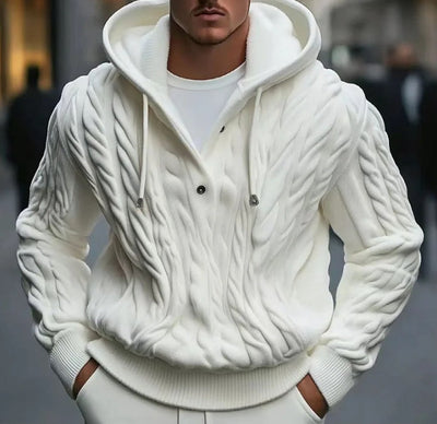 Sudadera con capucha para hombre | Cables, corte ajustado, mezcla de punto cálido