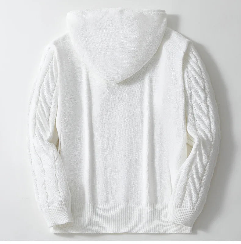 Sudadera con capucha para hombre | Cables, corte ajustado, mezcla de punto cálido