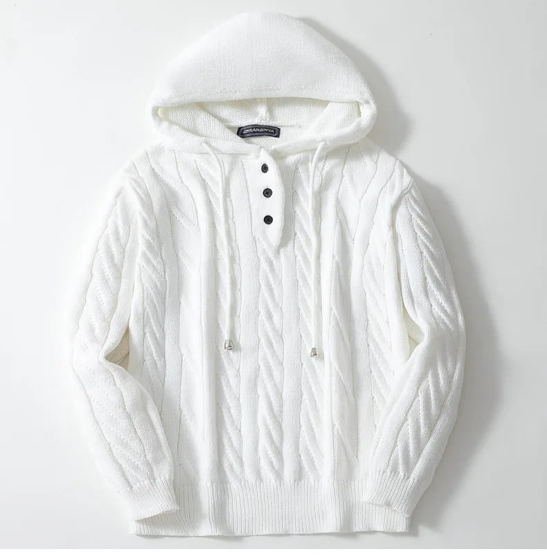 Sudadera con capucha para hombre | Cables, corte ajustado, mezcla de punto cálido