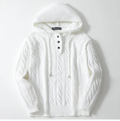 Sudadera con capucha para hombre | Cables, corte ajustado, mezcla de punto cálido