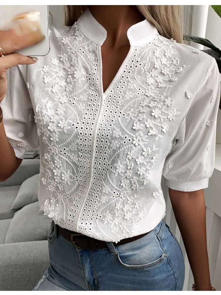 Blouse à manches bouffantes pour femmes | Blanc