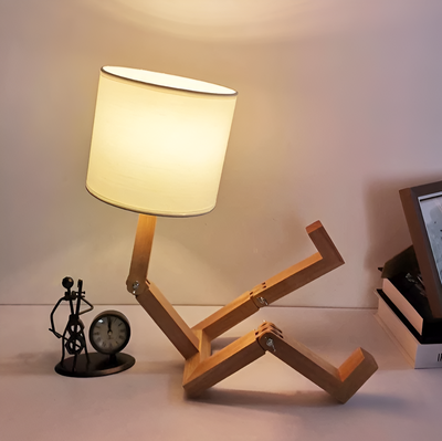 Lampe flexible WoodMan - Lampe de bureau robot en bois massif