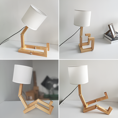 Lampe flexible WoodMan - Lampe de bureau robot en bois massif