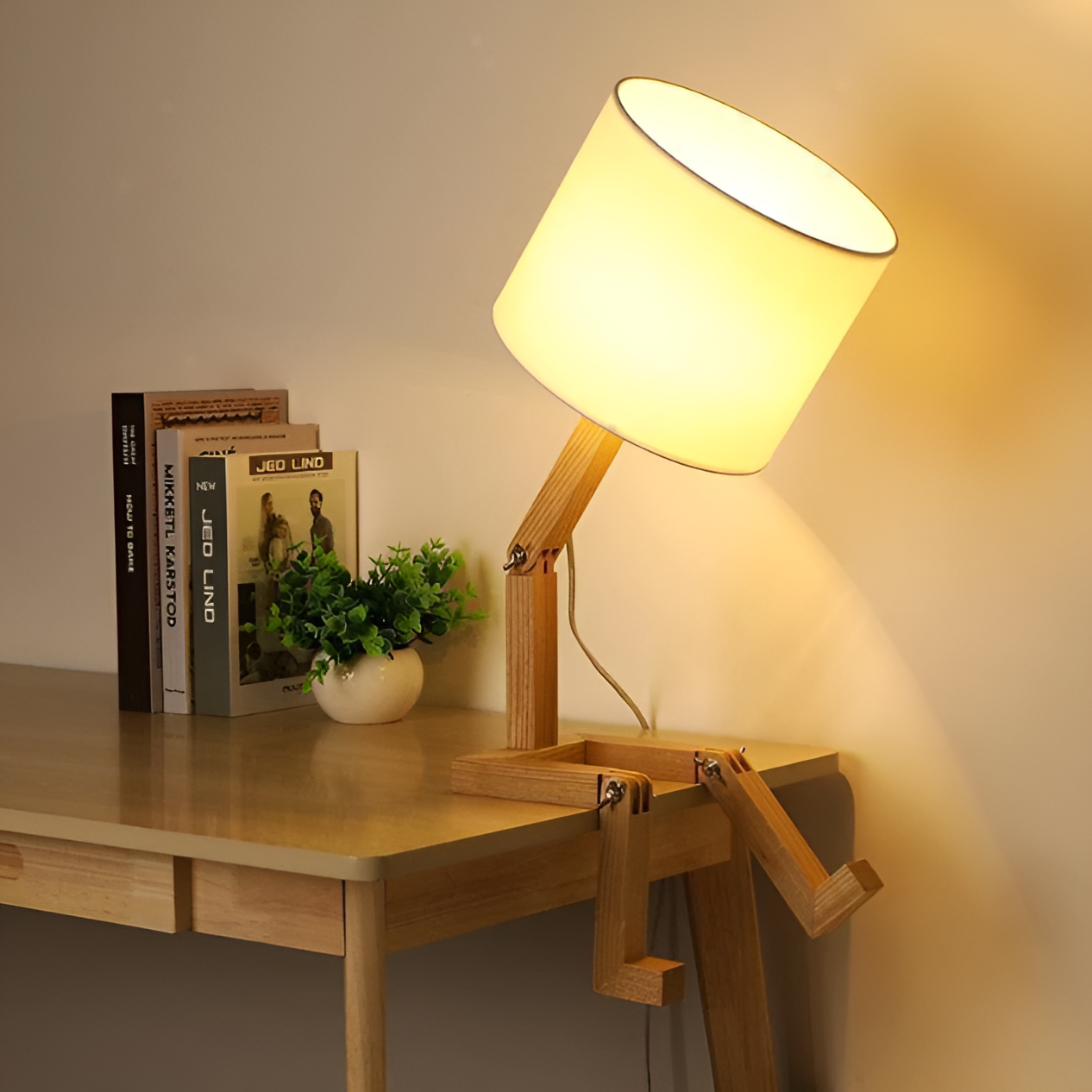 Lampe flexible WoodMan - Lampe de bureau robot en bois massif