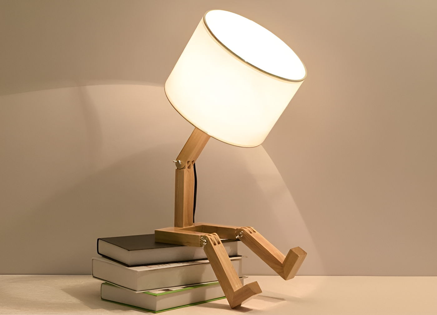 Lampe flexible WoodMan - Lampe de bureau robot en bois massif