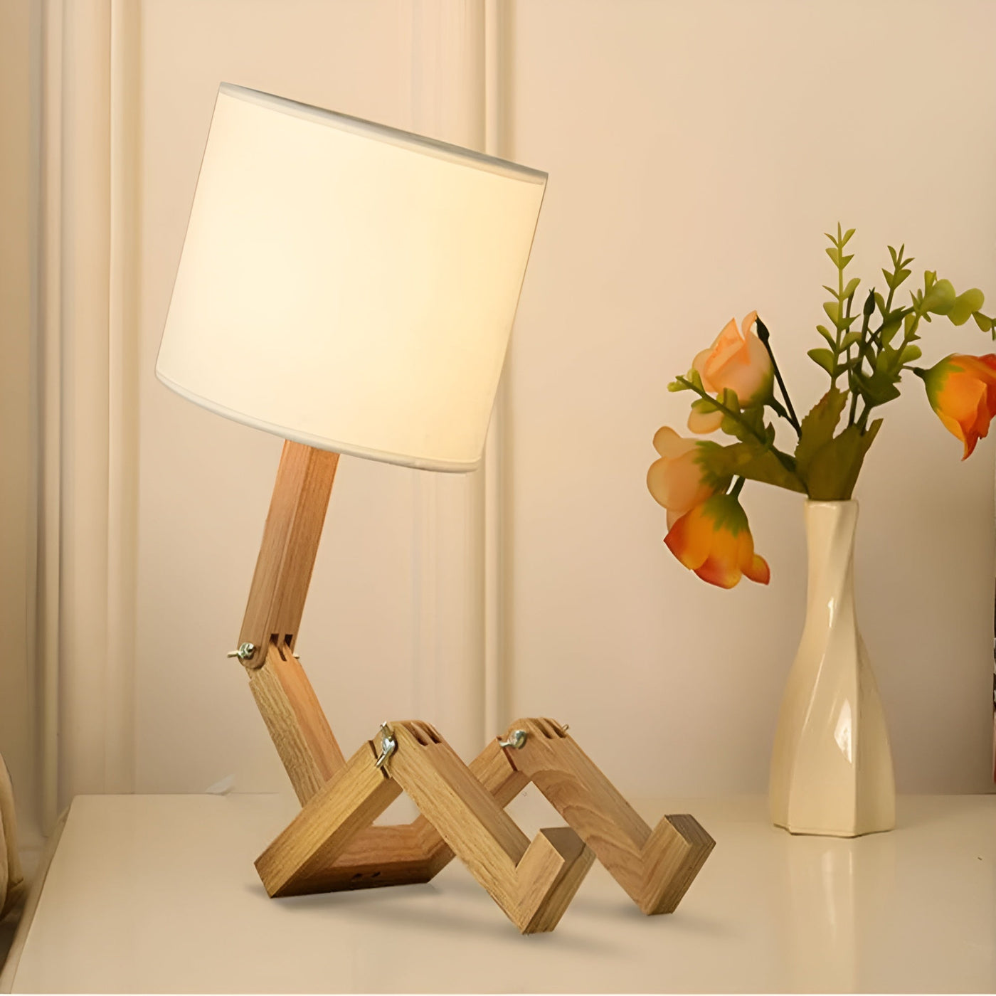 Lampe flexible WoodMan - Lampe de bureau robot en bois massif