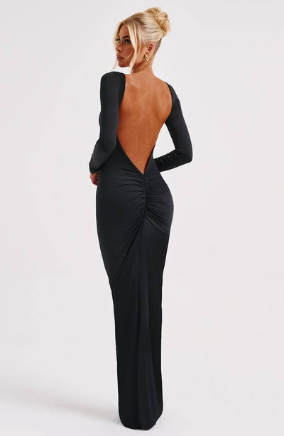 Robe longue échancrée