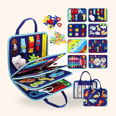 Sac d'activités éducatif pour enfants avec jeux de lettres, chiffres, animaux et puzzles. Jouet d'apprentissage interactif et coloré.