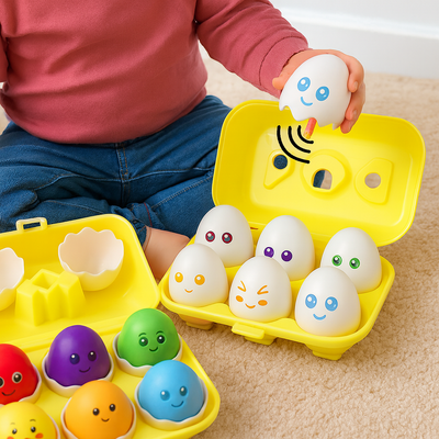 Educational plastic toy for matching egg colors