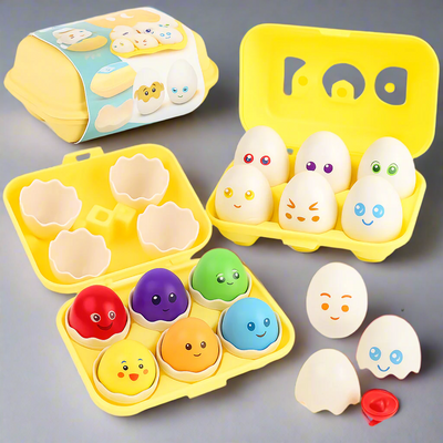 Educational plastic toy for matching egg colors