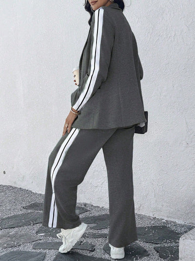 Long sleeve suit set with lapels with model