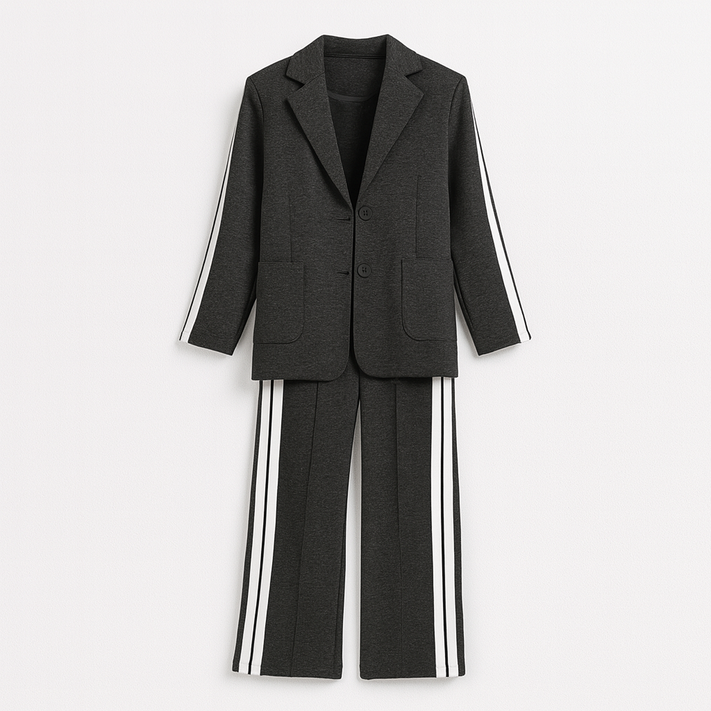 Black Long sleeve suit set with lapels