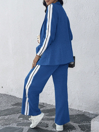 Long sleeve suit set with lapels with model