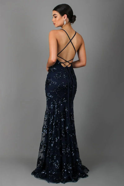 Robe de soirée avec applications de paillettes | Elégance & Glamour | Coupe ajustée