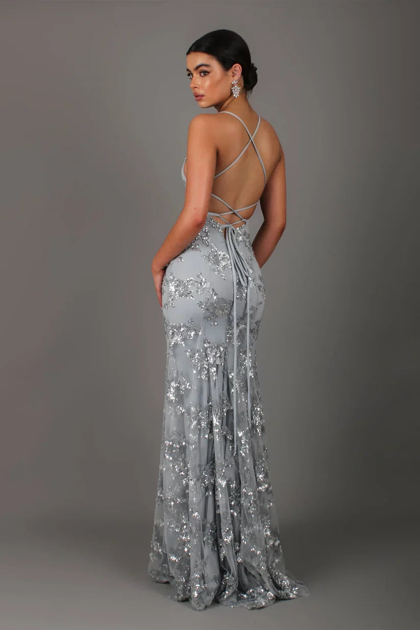 Robe de soirée avec applications de paillettes | Elégance & Glamour | Coupe ajustée