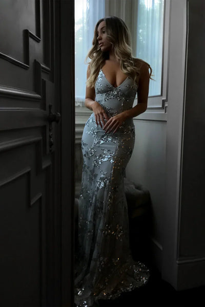 Robe de soirée avec applications de paillettes | Elégance & Glamour | Coupe ajustée