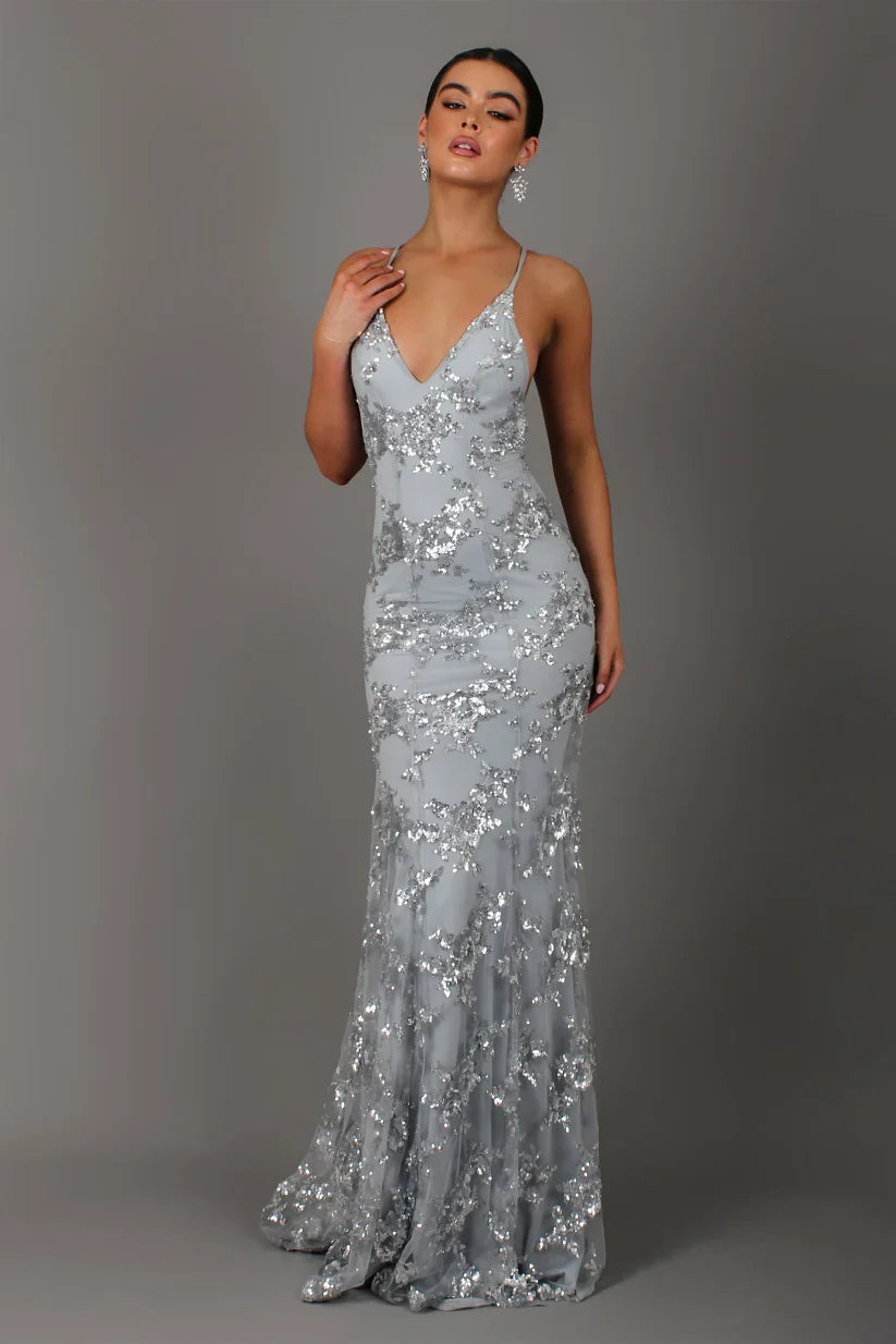 Robe de soirée avec applications de paillettes | Elégance & Glamour | Coupe ajustée