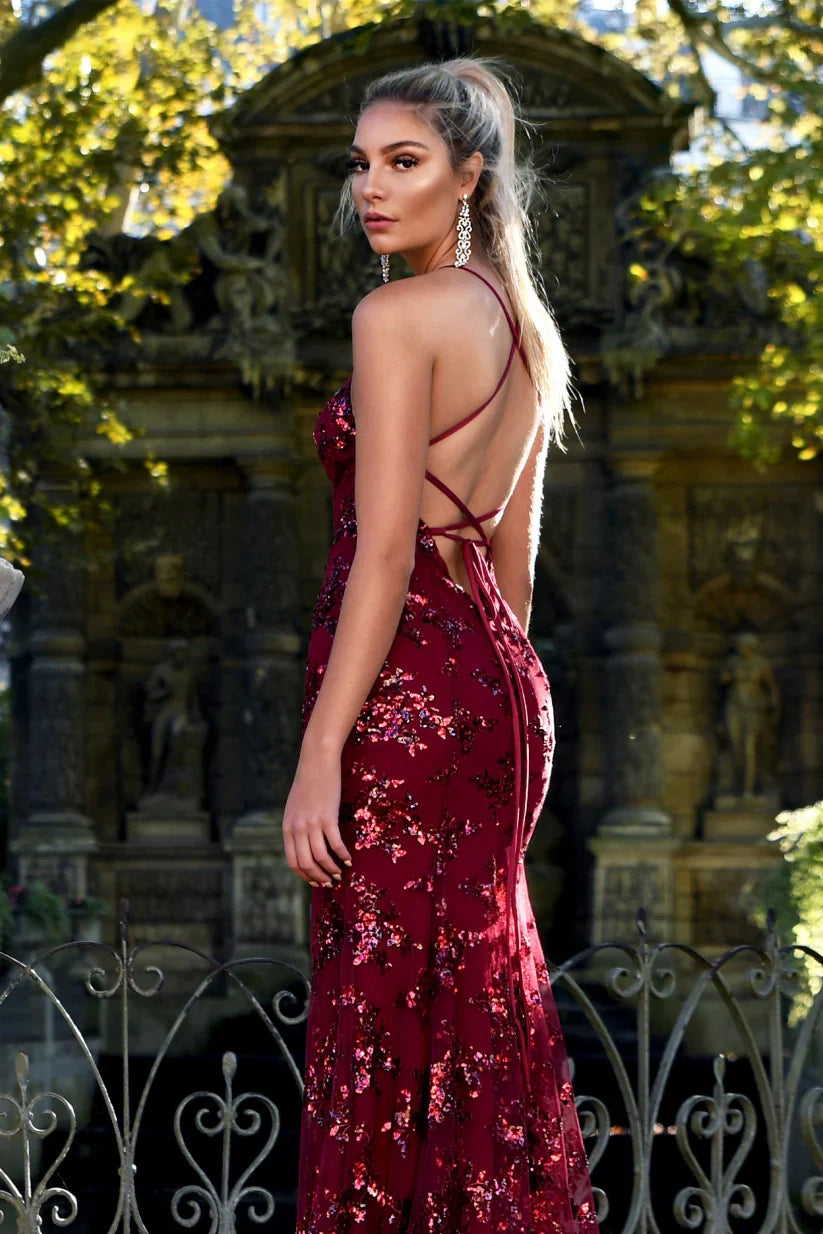 Robe de soirée avec applications de paillettes | Elégance & Glamour | Coupe ajustée