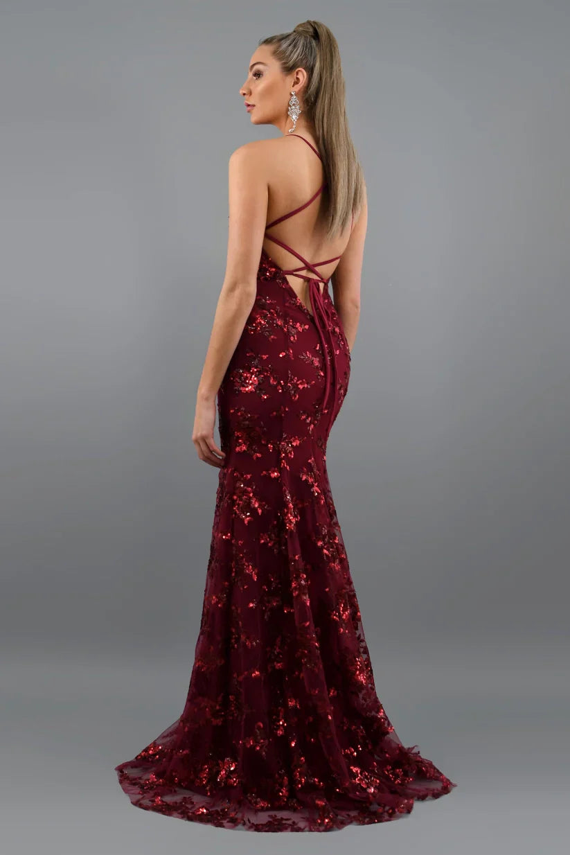 Robe de soirée avec applications de paillettes | Elégance & Glamour | Coupe ajustée