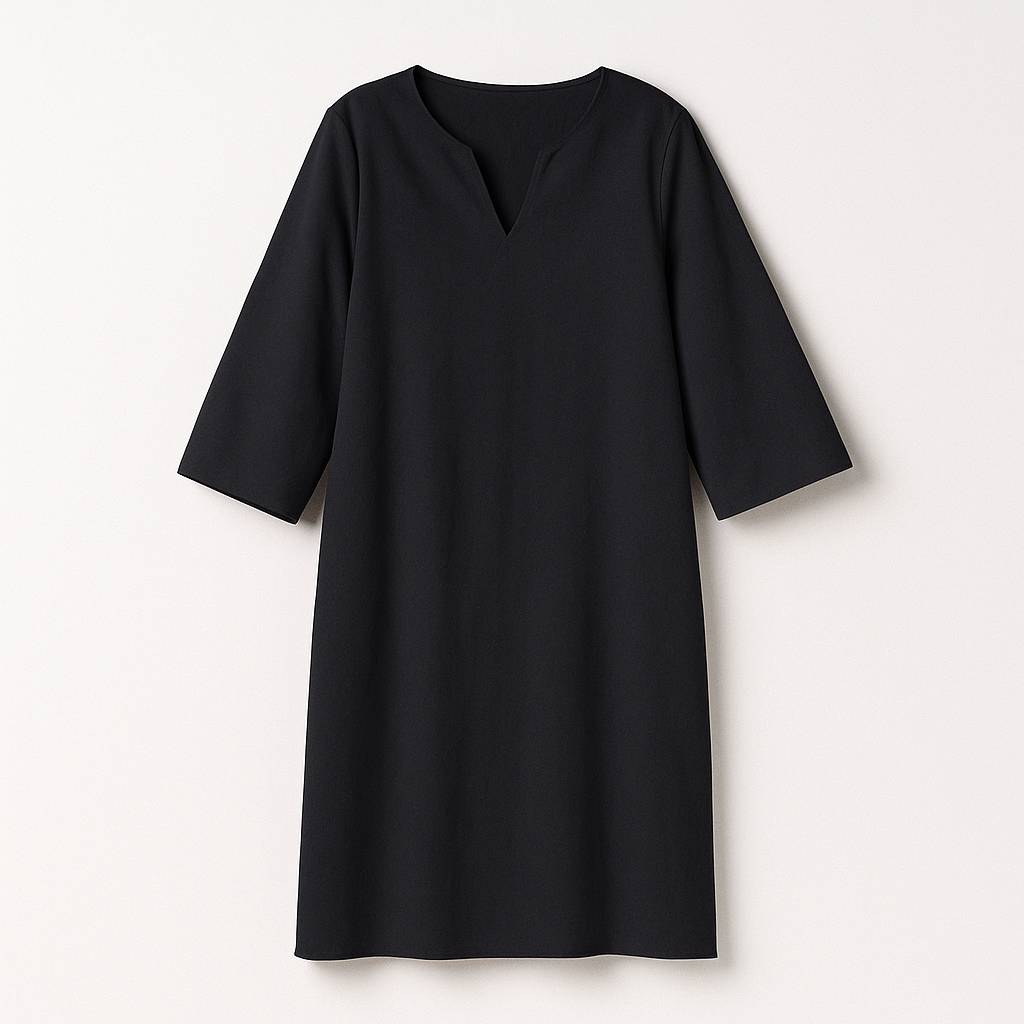 Black Woman's V-Neck Dress