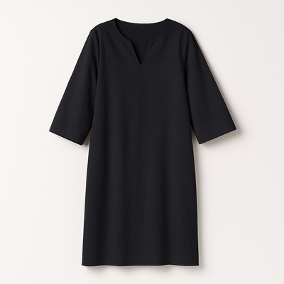 Black Woman's V-Neck Dress