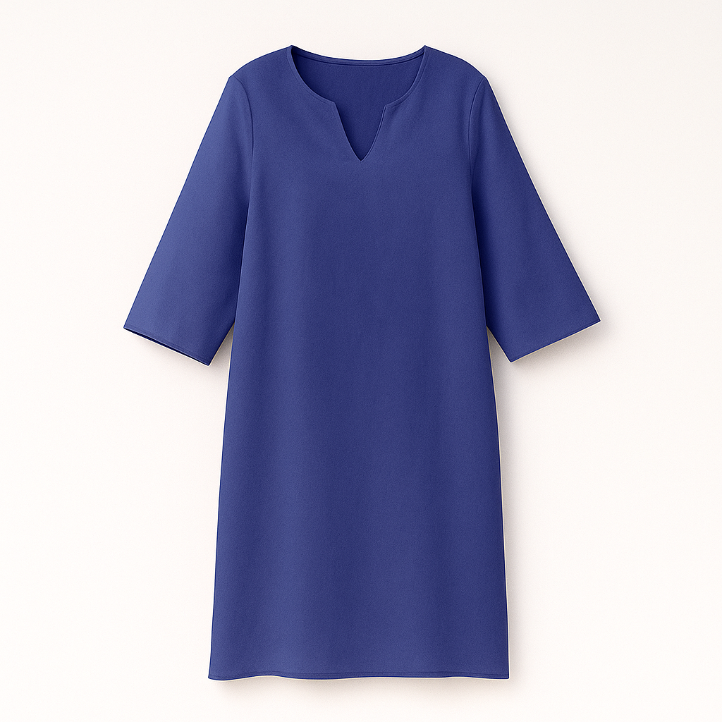 Dark Blue Woman's V-Neck Dress
