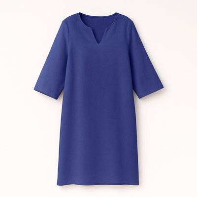 Dark Blue Woman's V-Neck Dress