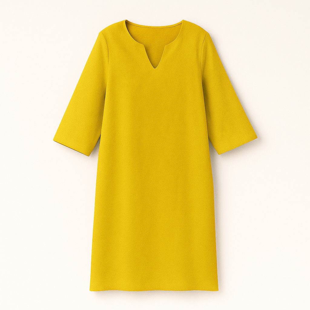 Yellow Woman's V-Neck Dress