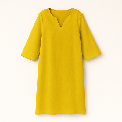 Yellow Woman's V-Neck Dress