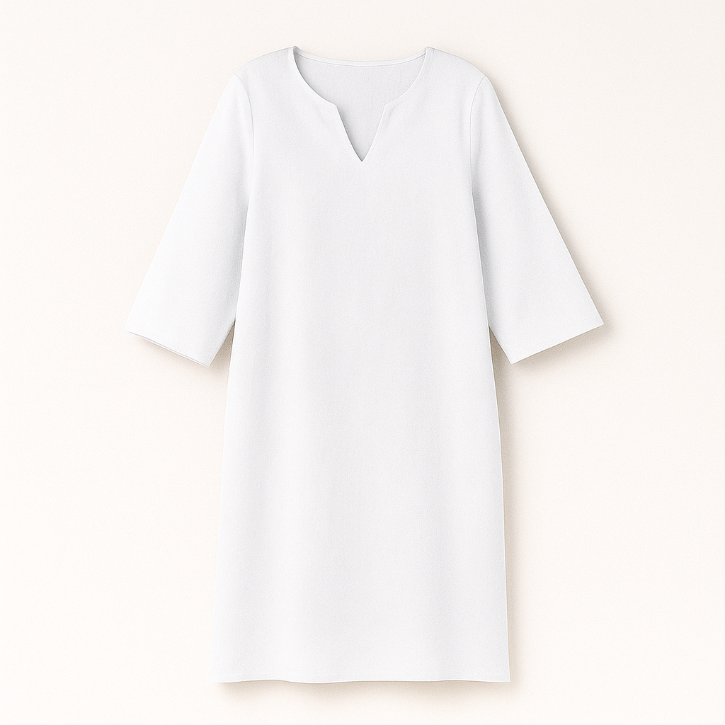 White Woman's V-Neck Dress