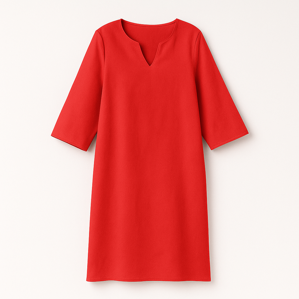 Red Woman's V-Neck Dress