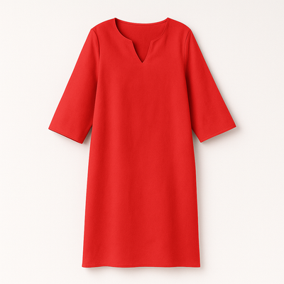 Red Woman's V-Neck Dress
