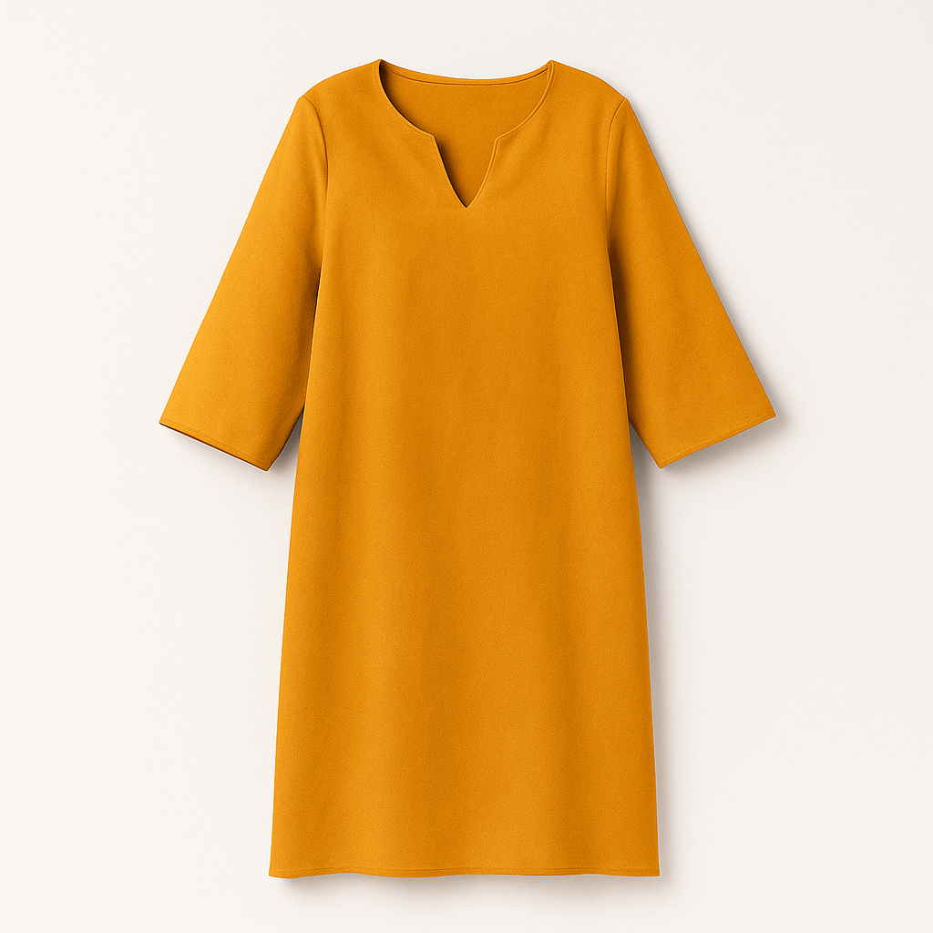 Orange Woman's V-Neck Dress