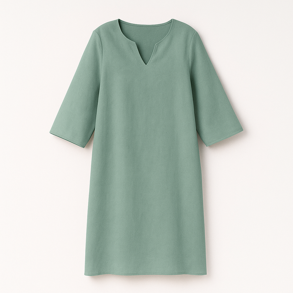 Light Green Woman's V-Neck Dress