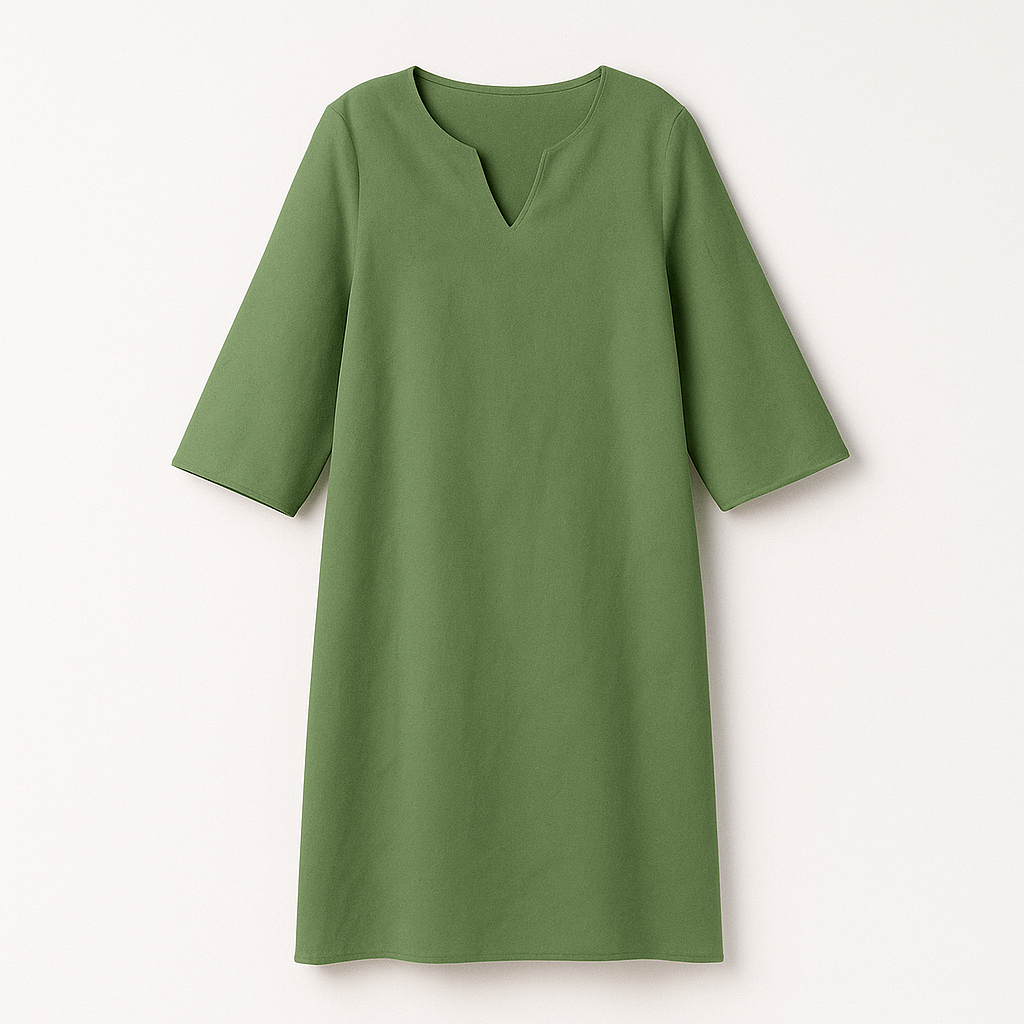 Green Woman's V-Neck Dress