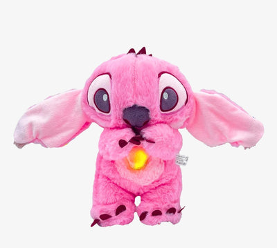 Pink Lilo stitch Plush toy with soothing music and breathing movements